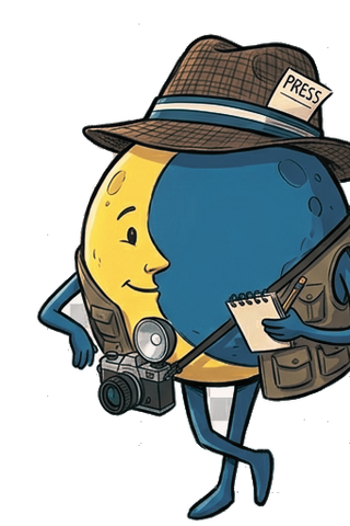 Mascote O Lunar escrevendo